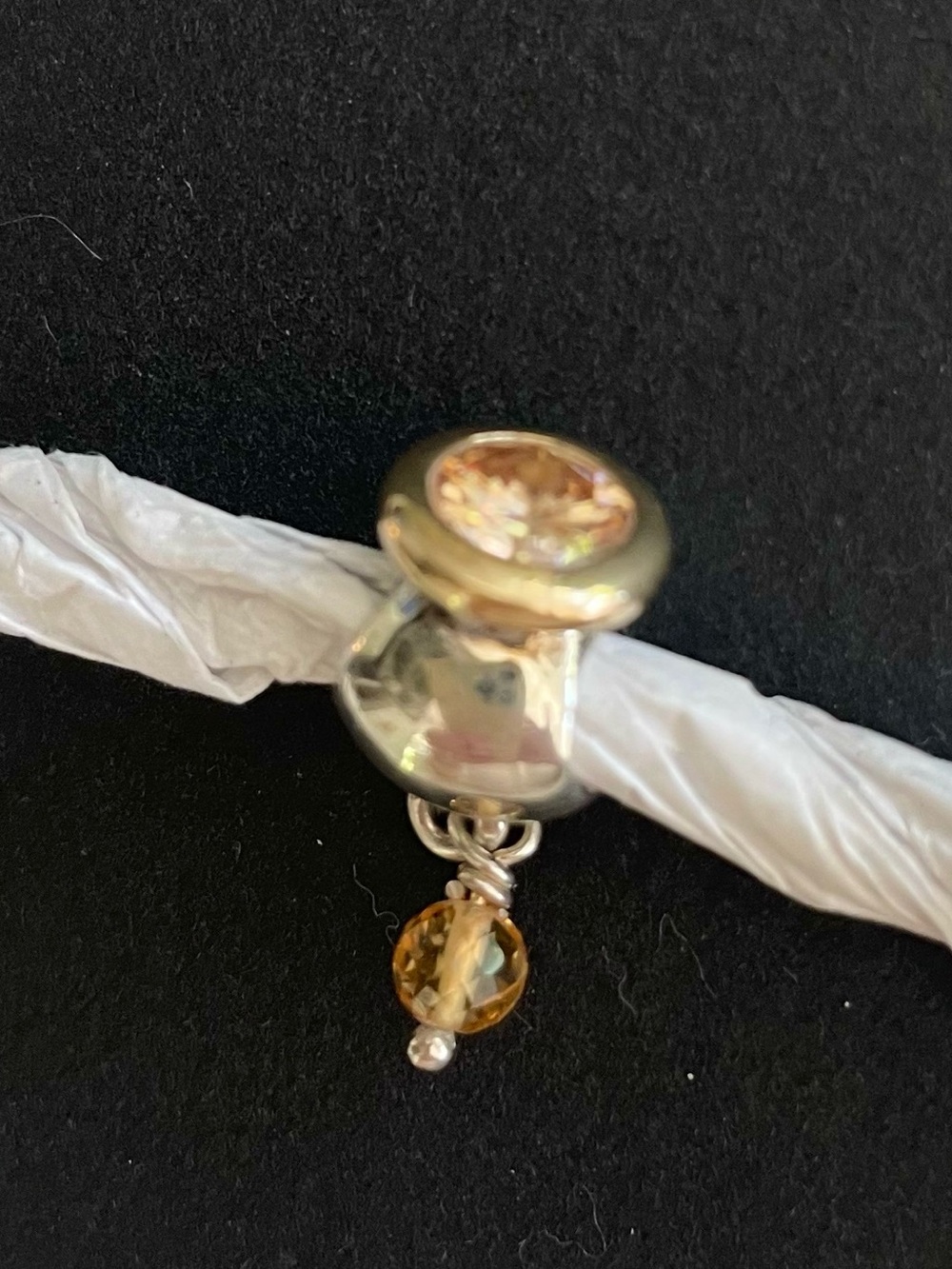 Pandora Retired/Rare 14kt and Silver Buttercup Dangle Charm & Champagne CZ
